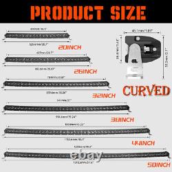 20 26 32 38 44 50 Single Row Slim Curved LED Work Light Bar 4WD Offroad Truck