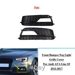 2pcs Front Bumper Fog Light Grille Cover Bezel For Audi A5 S-Line S5 2012-2017