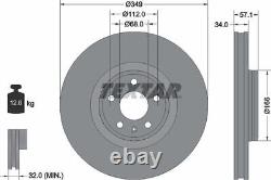 Textar Car Brake Discs (Pair) Front Outer Diameter 349mm For Audi 92289305